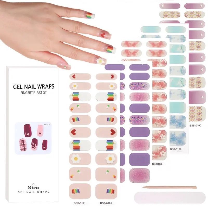 SPESIAL Stiker Kuku Gel Semi Cure Gel Wrap Sticker Nail Art Tangan Kaki Toe