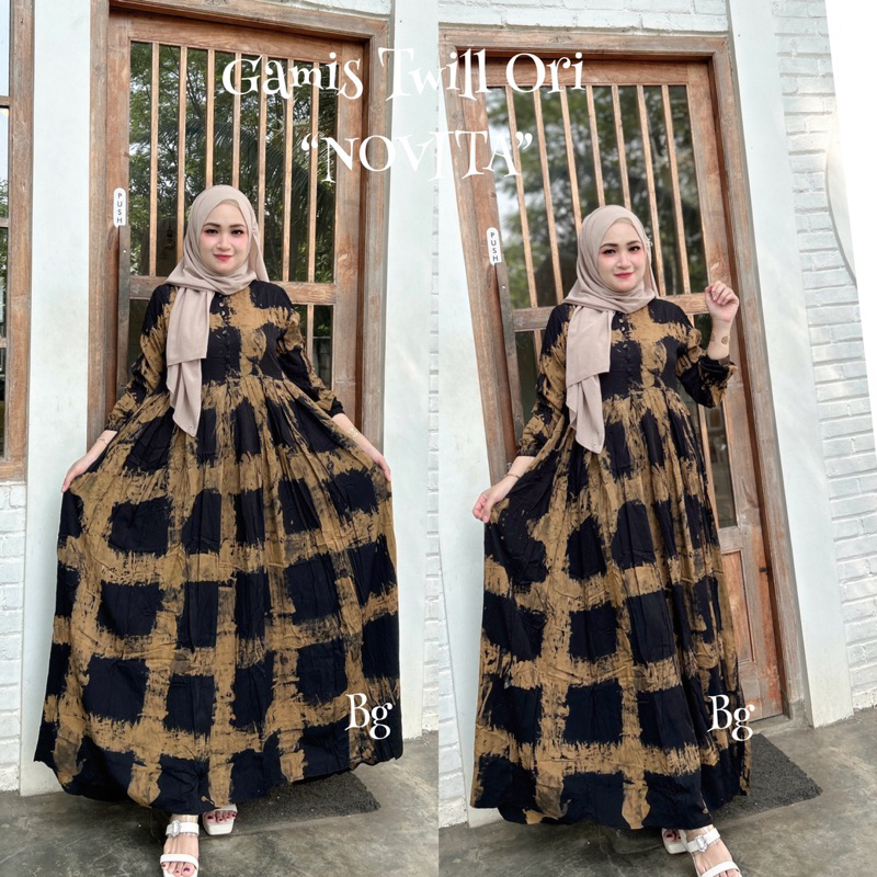 Gamis Twill Ori motif Novita Bg Collection