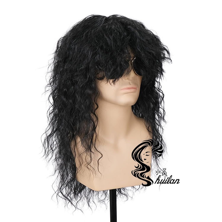 Rambut palsu pesta, seks, pria dan wanita, rambut keriting, rambut cokelat