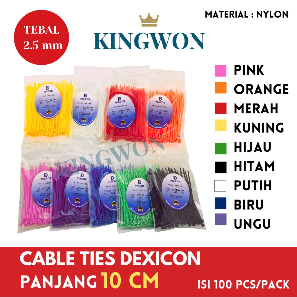 

Kabel Ties Hitam Putih 10 cm / Kabel Tis / Cable Tie 2.5X100 MM 10CM Harga 1 Pack isi 100 PCS MATERIAL NYLON WARNA WARNI TALI PENGIKAT MAKANAN H