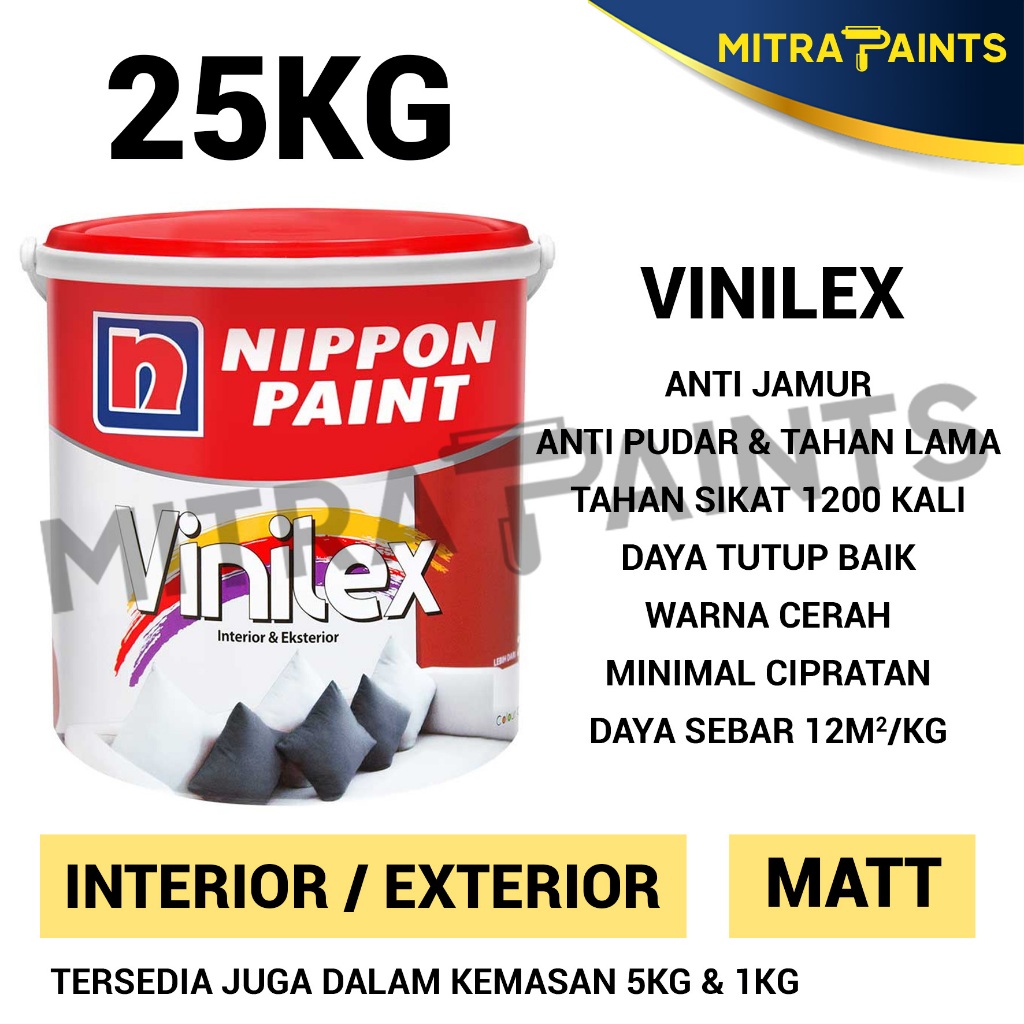 [OJEK] CAT TEMBOK INTERIOR EKSTERIOR VINILEX 25 KG / CUSTOM WARNA / NIPPON PAINT 1 PAIL TINTING