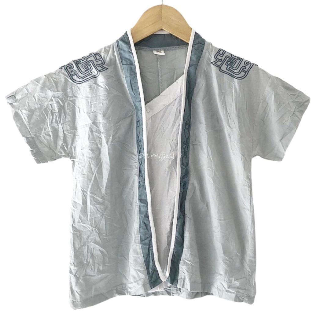 BAJU BLOUSE KAOS KEBAYA KUTU BARU BLUE POLOS LENGAN PENDEK PIPA