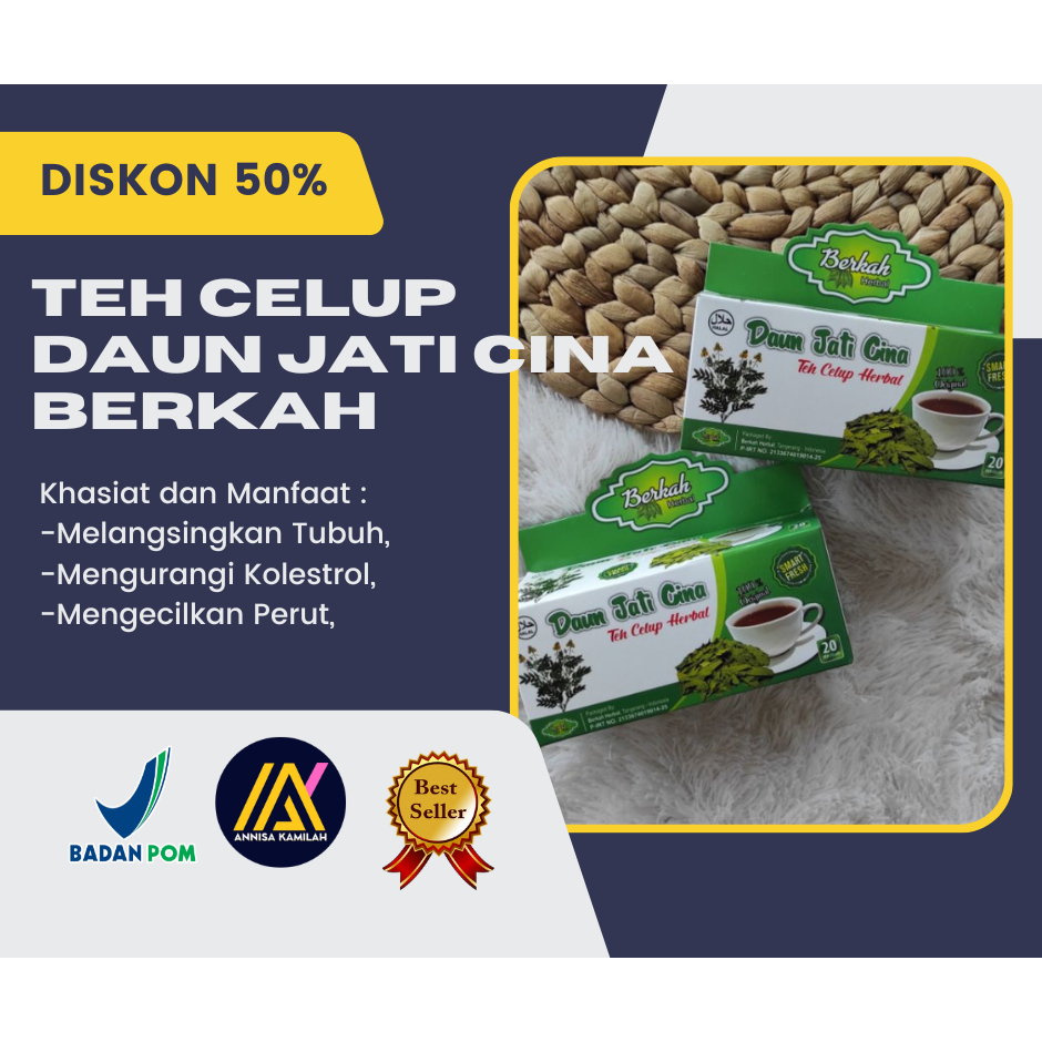 

Teh CELUP Jati Cina BERKAH - HERBAL TEH PELANGSING / Teh Daun Jati China berkah herbal / teh herbal / teh pelangsing / teh diet