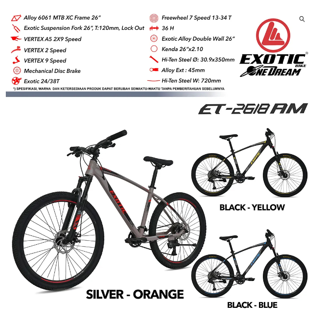 SEPEDA GUNUNG DEWASA / MTB 26" EXOTIC 2618 AM