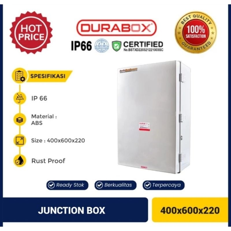 Box Panel Plastik 400x600x220mm ABS Junction Box + Base Plate DuraboxBox Panel Plastik 400x600x220mm