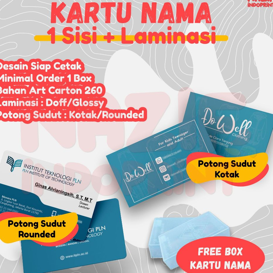 

Cetak Kartu Nama PerBox Bahan AC260 Custom Free Template Design / Kartu Nama Per Box / Kartu Nama Box Isi 100 Pcs