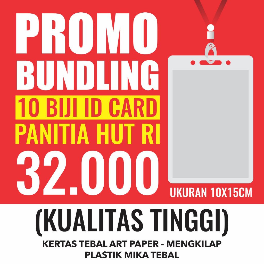 PROMO BUNDLING ID CARD PANITIA HUT RI KUALITAS TINGGI