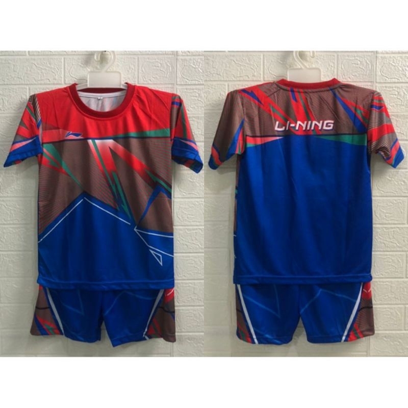 Setelan baju jersey anak olahraga badminton voly takraw futsal printing kids warna biru