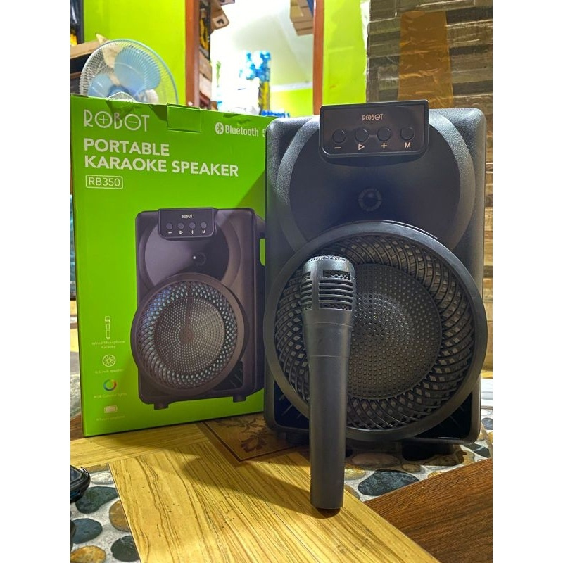 【COD】 SALON SOUND SPEAKER SPEKER ROBOT RB350 SPEAKER PORTABEL BLUETOOTH 5.3 KARAOKE WITH MICROPHONE