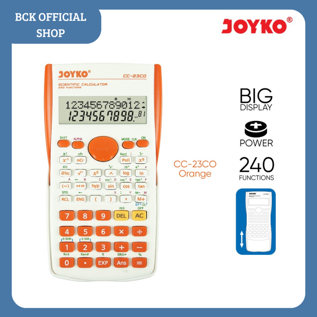 

Calculator Kalkulator CC-23CO Orange Scientific 240 Functions Joyko (PCS)
