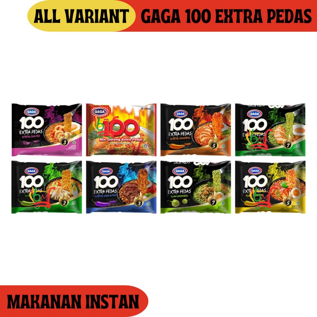

Mie Gaga 100 Extra Pedas Mie Instan Kuah & Goreng All Variant