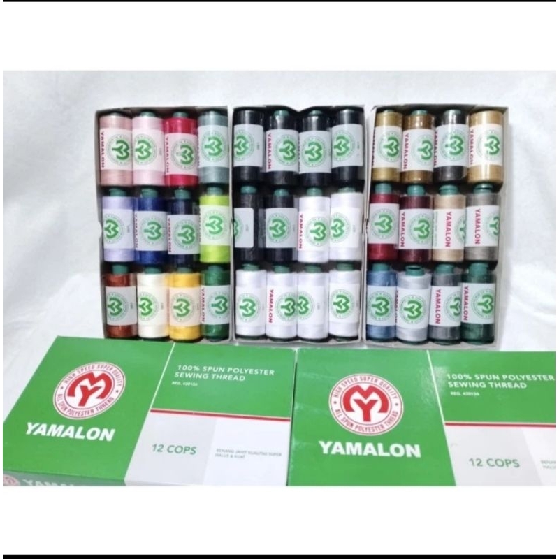 COD Benang Jahit Yamalon 40/2 500 yard isi 12pcs / benang jahit warna lengkap