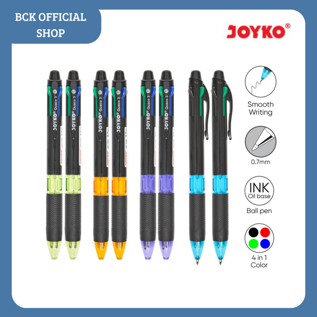 

Ball Pen Joyko BP-288 Quaco 3 / Pulpen 0.7 mm 4 Warna (DUS)