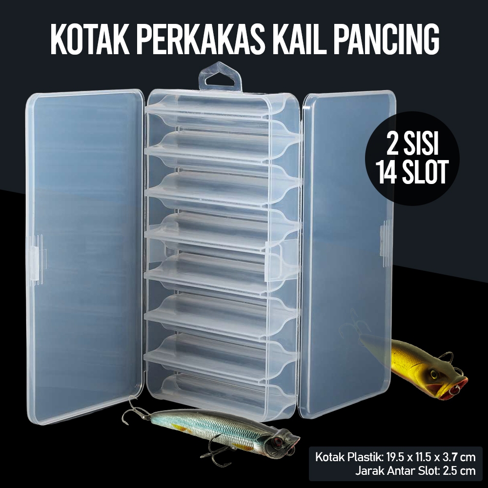 LIXADA Box Kotak Perkakas Kail Pancing Dua Sisi 14 Slot - LX01 - Transparent