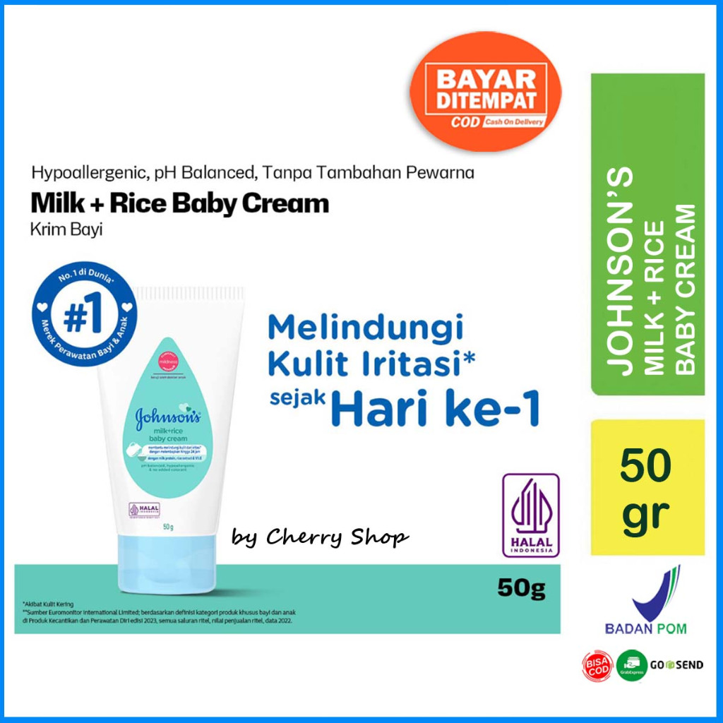 [BABY CREAM BISA WAJAH & BADAN | BPOM] JOHNSON'S Milk + Rice Baby Cream - Krim Bayi 50gr