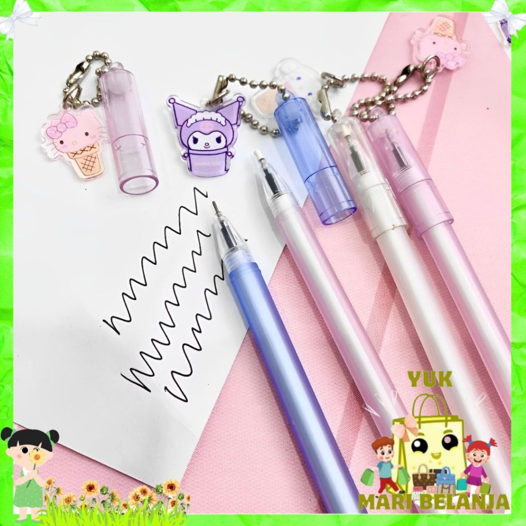 

YMB Pulpen Lucu Aesthetic Pen Gantungan Motif Kartun Bolpoint Karakter Pena Gel Bolpen Unik Alat Tulis Kantor