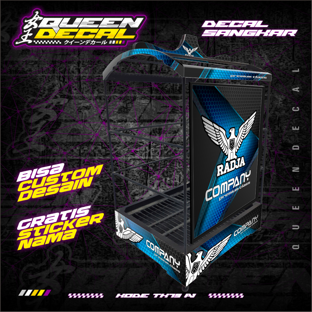 Stiker Decal Kandang Burung Kotak Radja Company Premium Class - Aksesrosi Decal Sangkar Kotak - TK