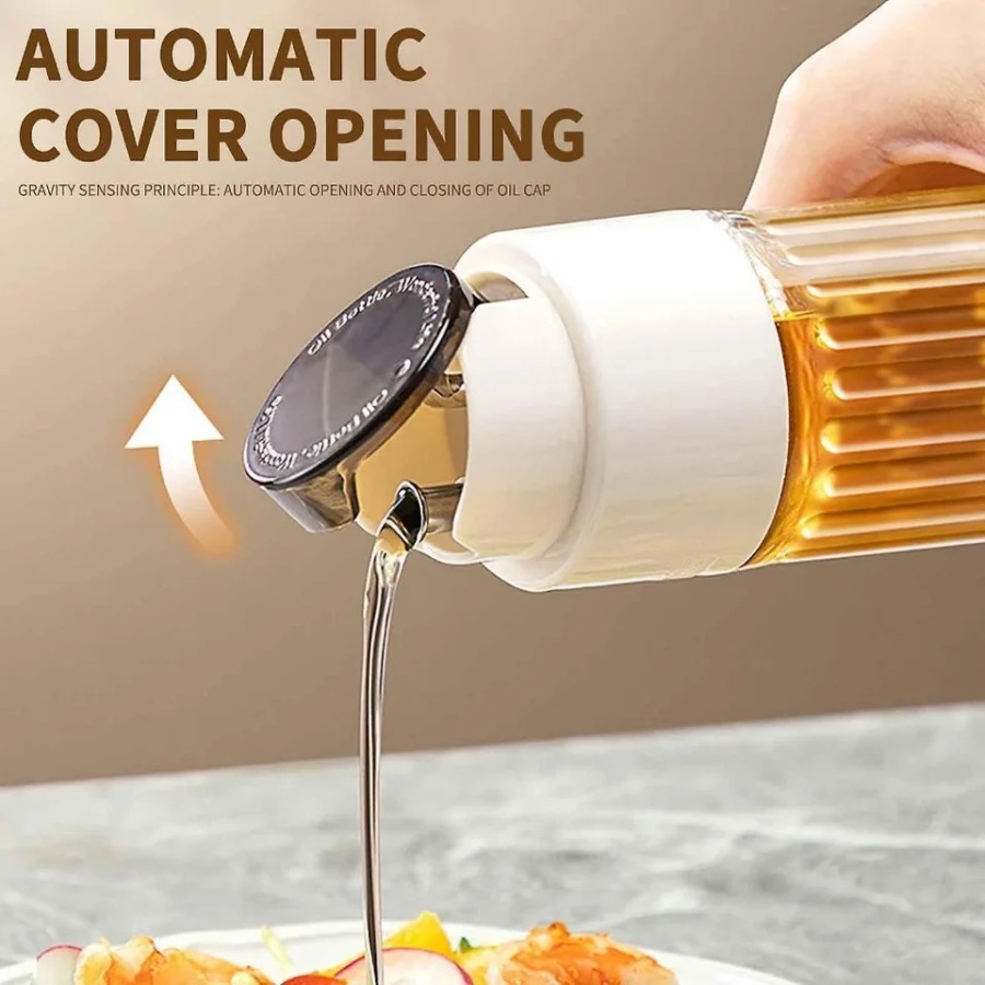 Glass Oil Bottle Kaca Transparan 500ml Tutup Botol Automatis 4582