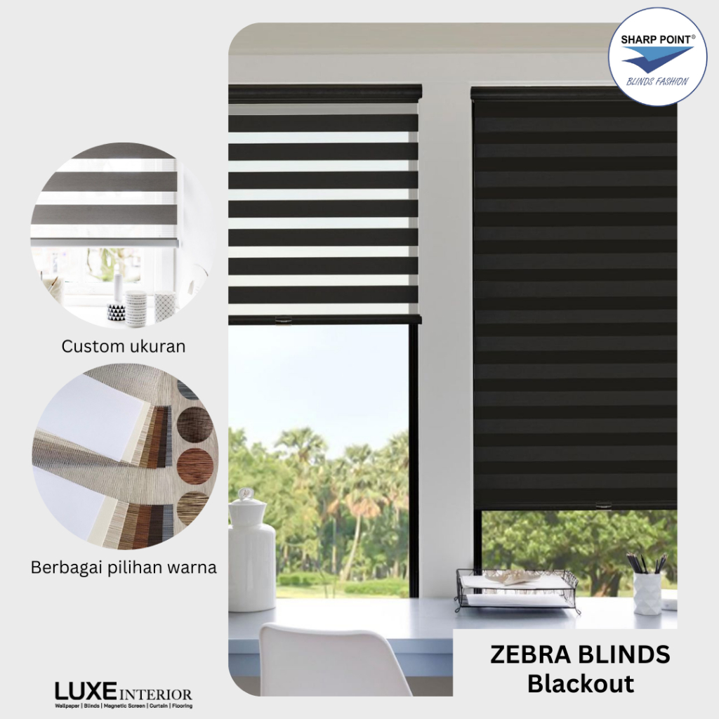 ZEBRA BLINDS BLACKOUT - Tirai Gulung - Tirai Jendela - Gorden Gulung - Tirai Gulung Model Zebra