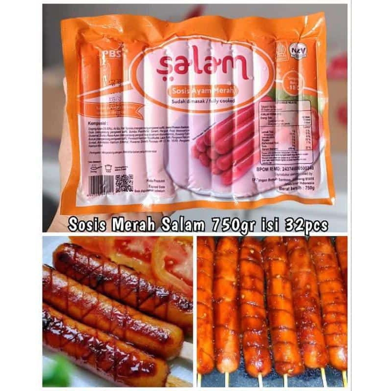 

SOSIS AYAM MERAH SALAM 750gr isi 32bj