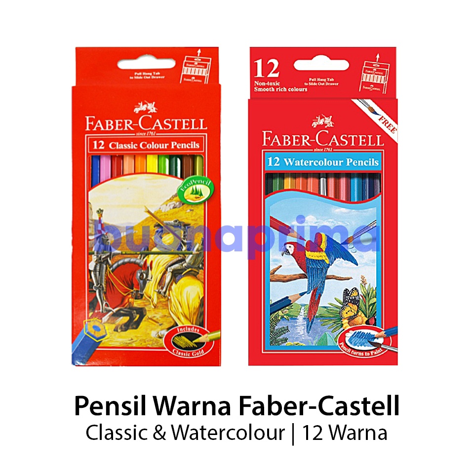 

KODE W1B2 Pensil Warna Faber Castell 12 Warna Panjang Classic Watercolour Klasic Colour Pencil Color