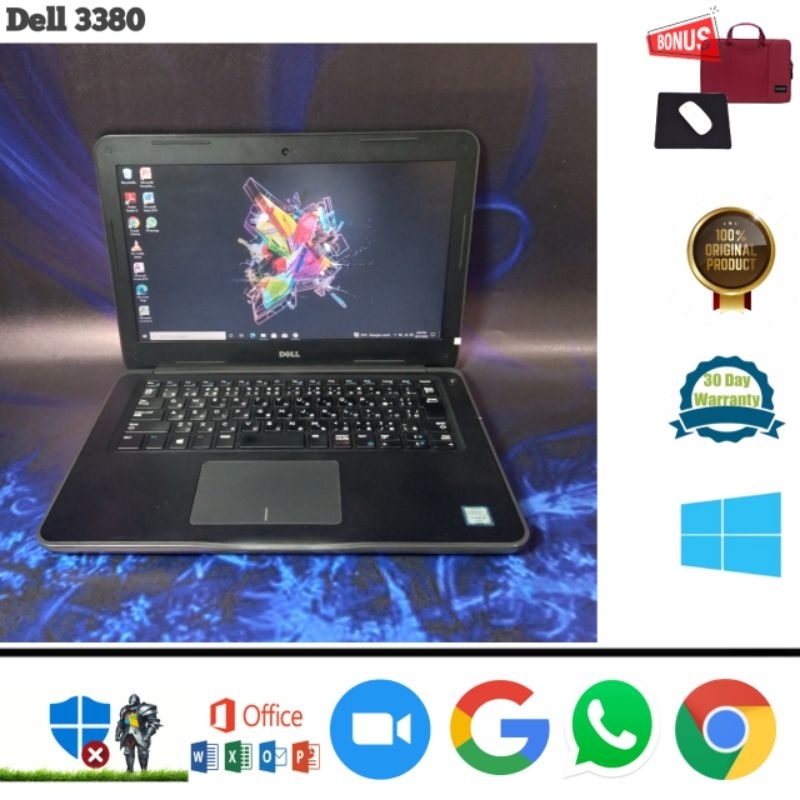 Laptop Dell 3380 Core i3 Gen6 Ram 8GB 128GB SSD Windows 10 Pro Siap Pakai