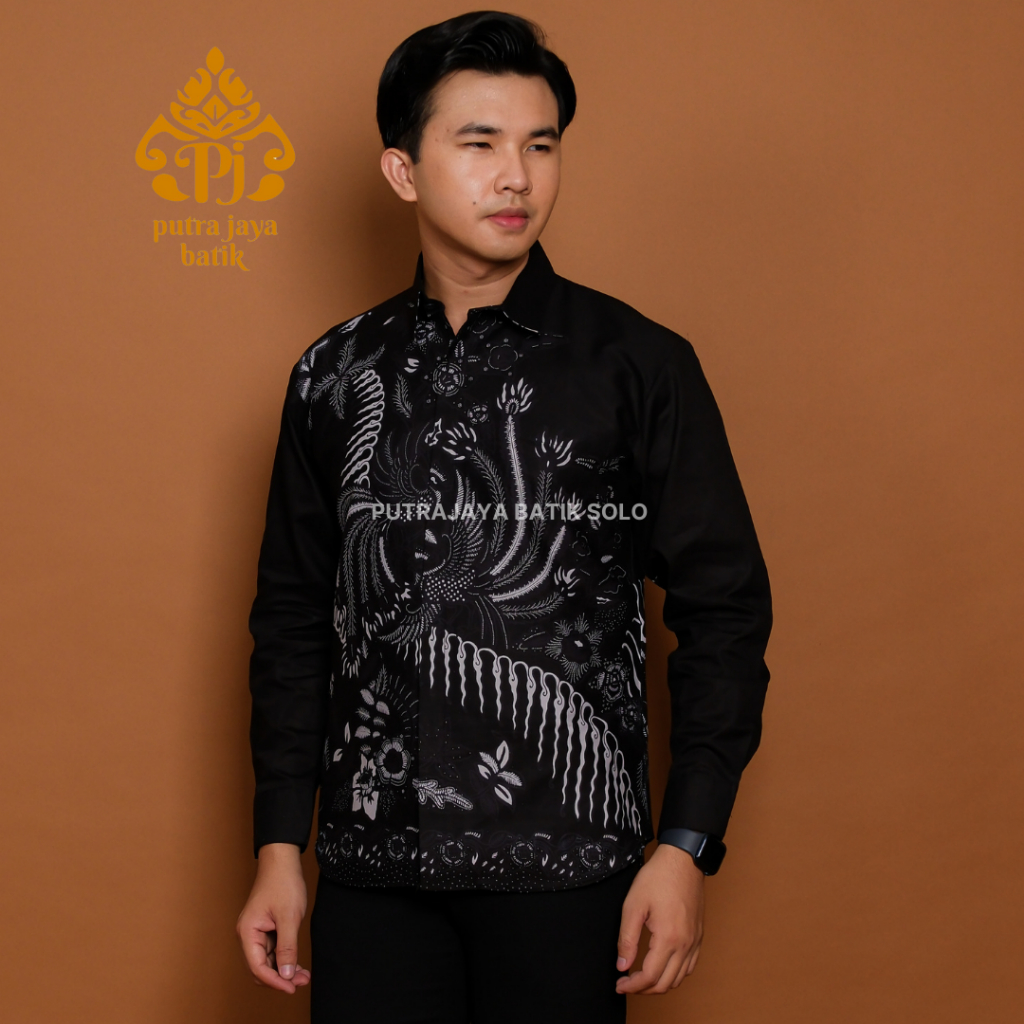 PJ.ID Slimfit Motif Natawibawa Kemeja Batik Pria Lengan Panjang Katun Lapis Furing
