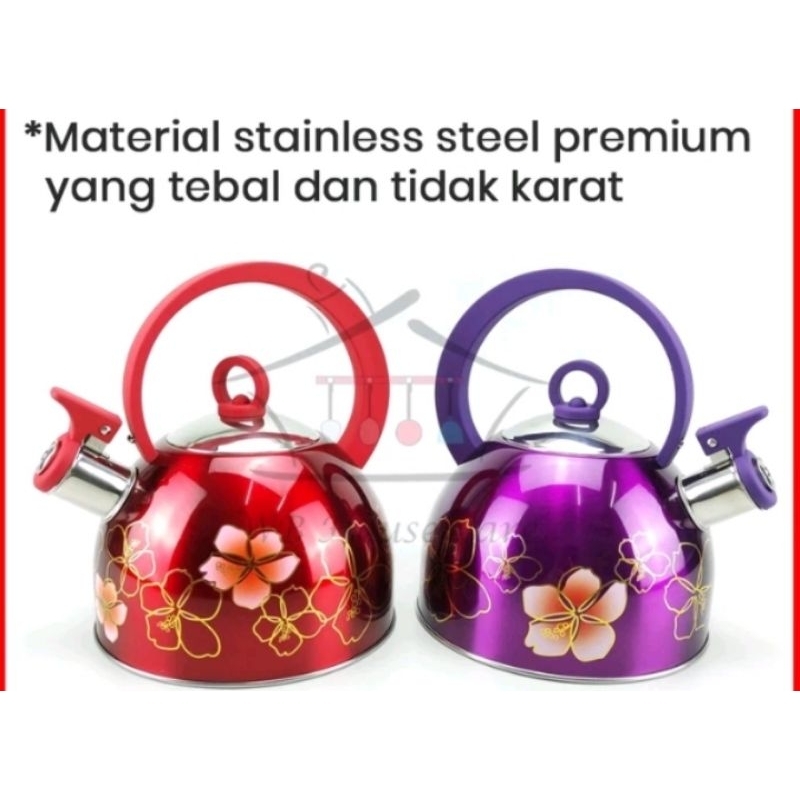 Teko Siul Ceret Masak Air Panas Teko Bunyi 2 liter Stainless