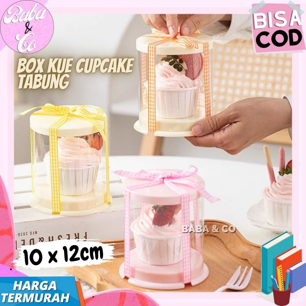 BOX KUE CUPCAKE TABUNG KOTAK KUE CUPCAKE LUCU IMUT BENTUK TABUNG MIKA MINI ROUND CUPCAKE