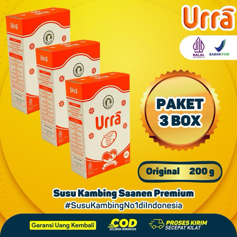 

Paket 3 Box Susu Urra - Susu Kambing Original Anti Prengus Sumber Protein Tinggi Nutrisi Untuk Mencerdaskan Anak Penambah Berat Badan Anak & Peninggi Badan Anak
