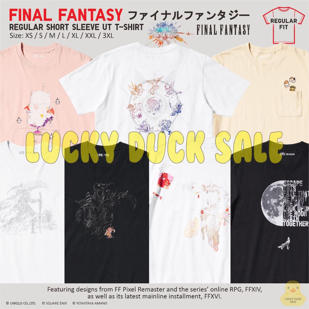 Final Fantasy Pixel Remaster XIV XVI Baju Kaos Regular Game UT Shirt UNIQLO Final Fantasy UT