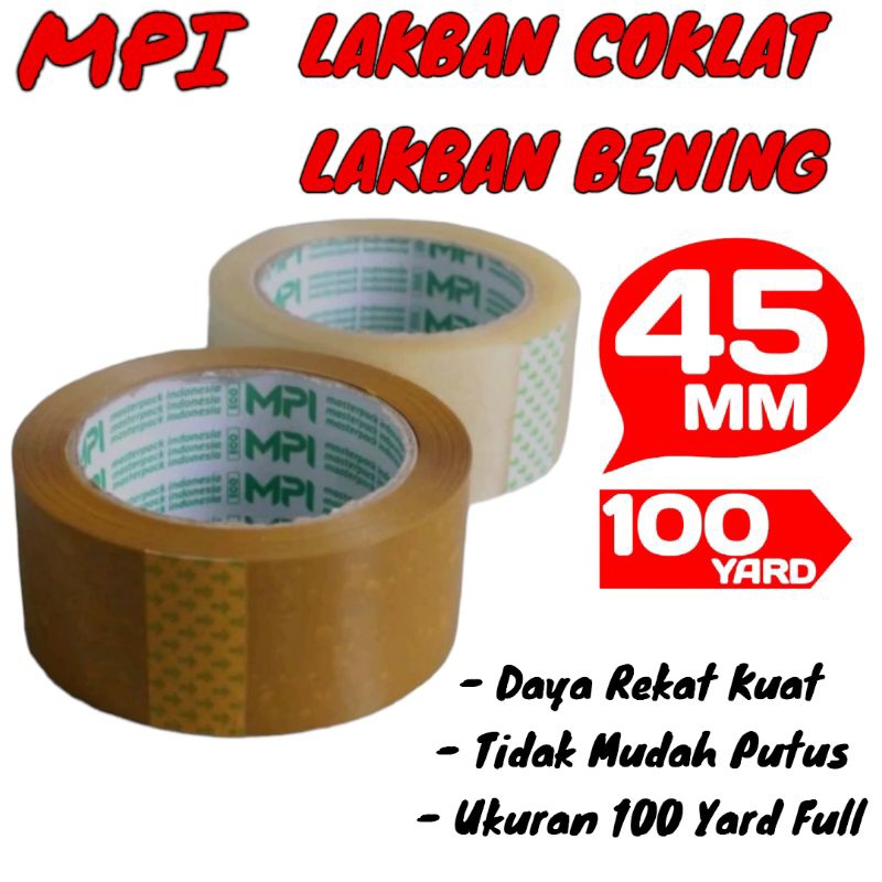 

per roll lakban bening lakban coklat MPI ekonomis 45 mm X 100 yard