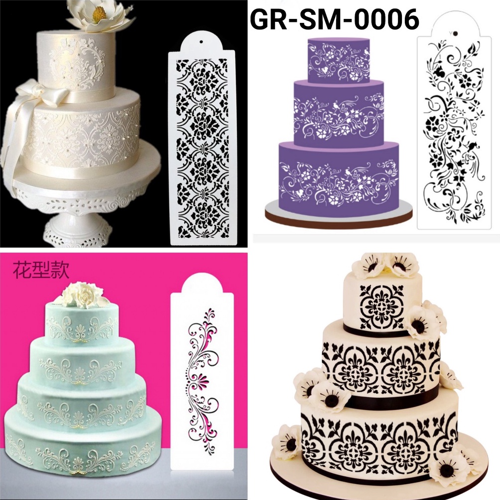 NEW PROMO GRSM6 Cake stencil stensil kue motif ukiran batik lace renda yamama baking