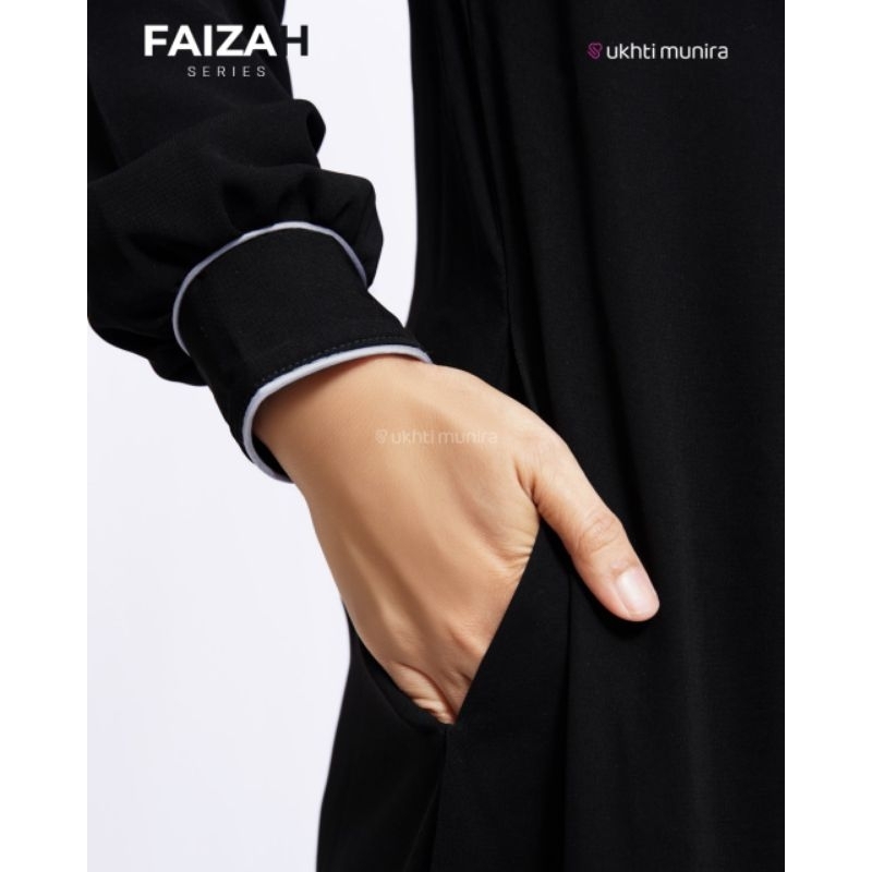 FAIZAH GAMIS TERBARU BY UKHTI MUNIRA GAMIS HITAM BAHAN JETBLACK PREMIUM DRESS SIMPLE ELEGANT ADEM BU