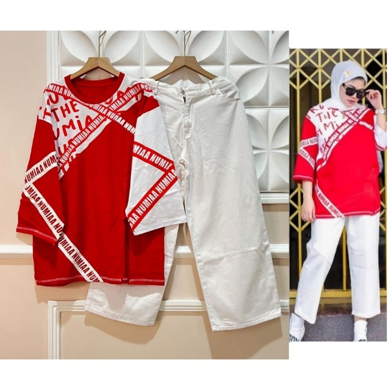 Setelan Kulot Jeans Numia/SetCel Kulot Kekinian/Setelan Kulot Murah