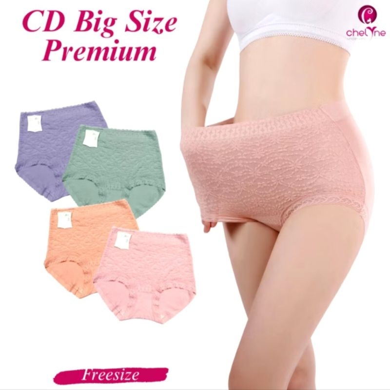 Chelyne CD Wanita Jumbo Q2166 Bahan Kaos Katun Variasi Brukat - Highwaist Big Size Super Jumbo XXL -