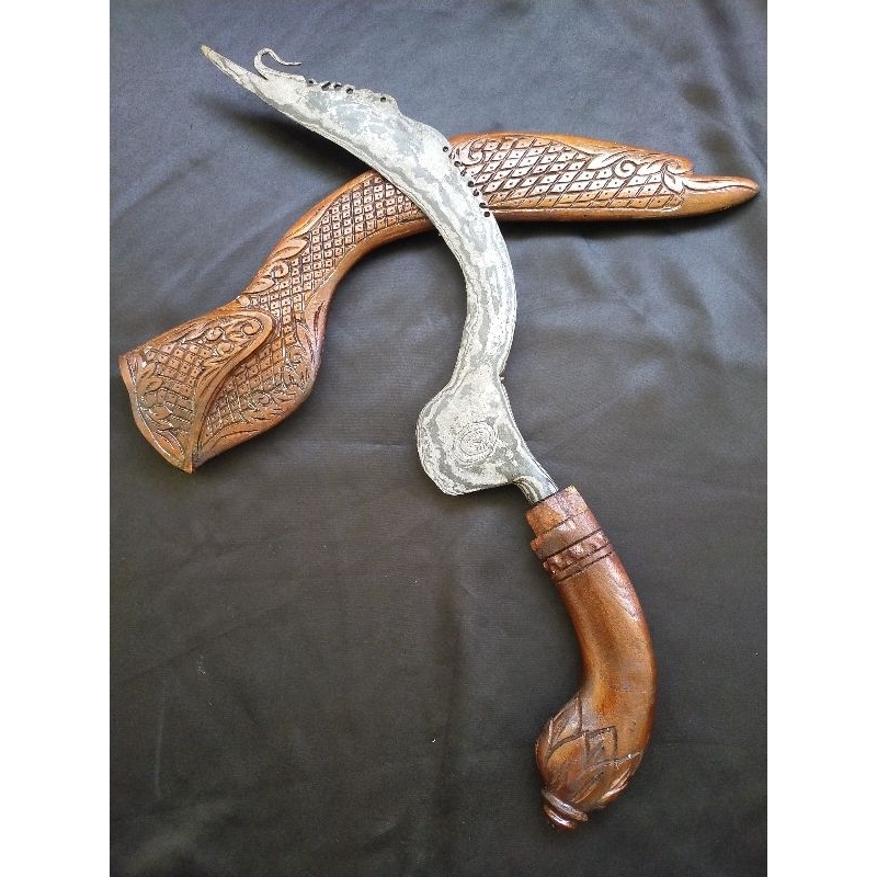 Kujang Naga Kukilo Jumbo Tangguh Cirebon Sepuh Dwi Pamor, Puser bumi dan Ngulit semangka unik istime