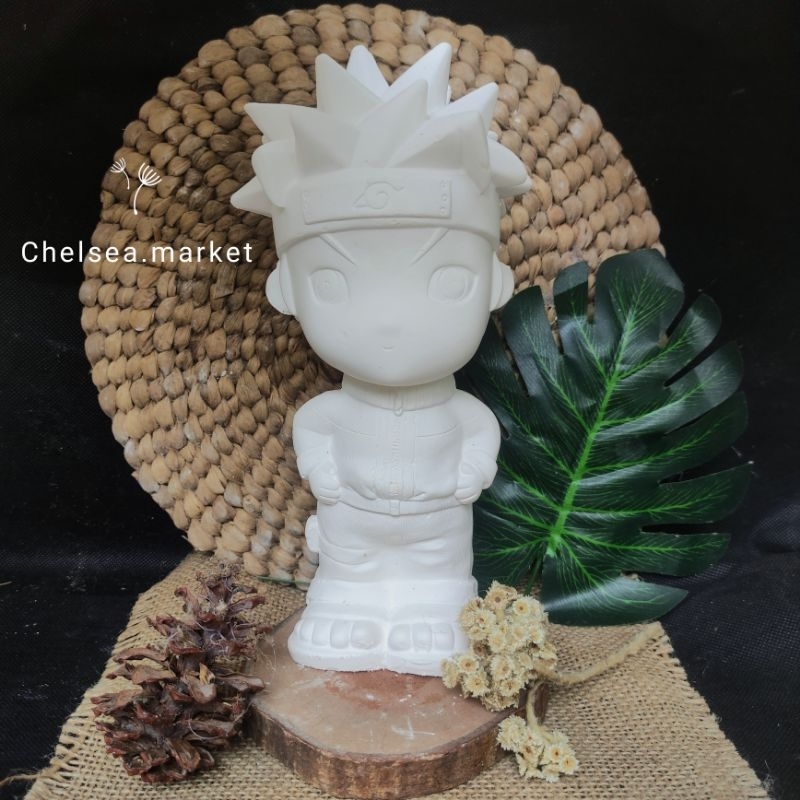 patung lukis gypsum celengan Naruto 3D