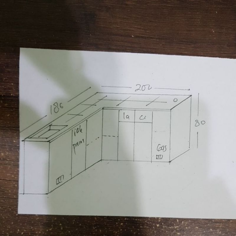 kitchen set bawah model sudut uk 180200 dengan sink royal