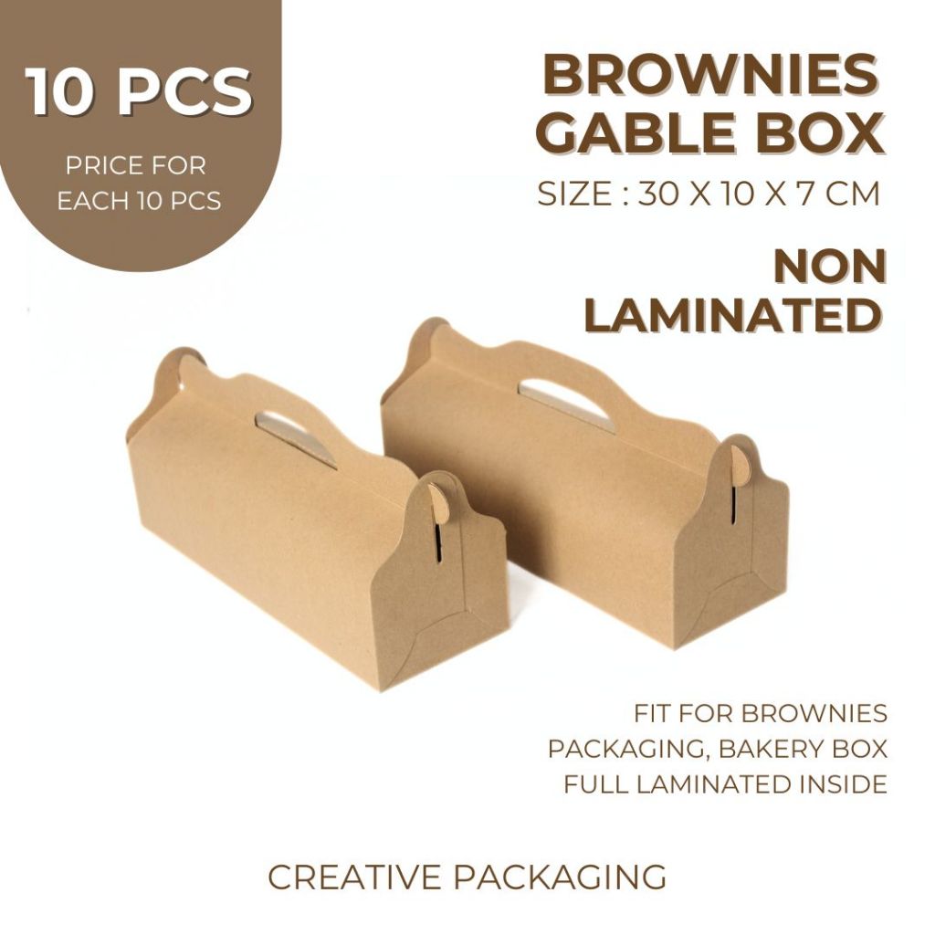 

Creative Packaging - [Price for 10 pcs] GABLE BOX KRAFT : 30 x 10 x 7 cm / box brownies / box croffle