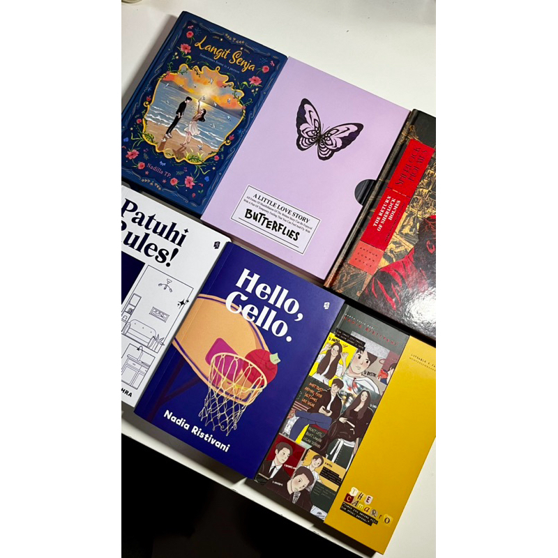 [Preloved Novel] Butterflies (HC) Langit Senja (HC) Sherlock Holmes (HC), Hello Cello, Patuhi Rules 
