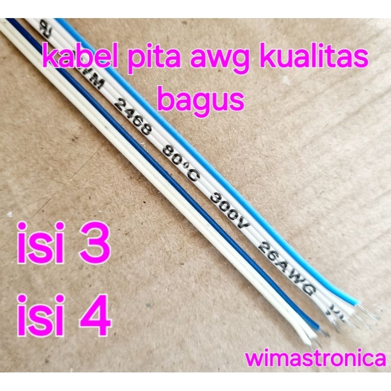 kabel pita flat awg original Hitachi isi 3pin isi 4pin serabut tembaga 1meter