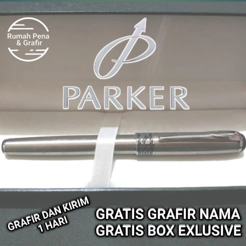 

Bollpoint Mewah Exlusive Parker RB Stainless Triball Ring Gratis Grafir Nama dan Box Exlusive