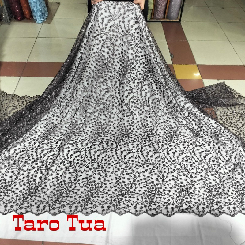 Bahan kain tulle spenggel motif bunga/gaun pengantin/kebaya wanita