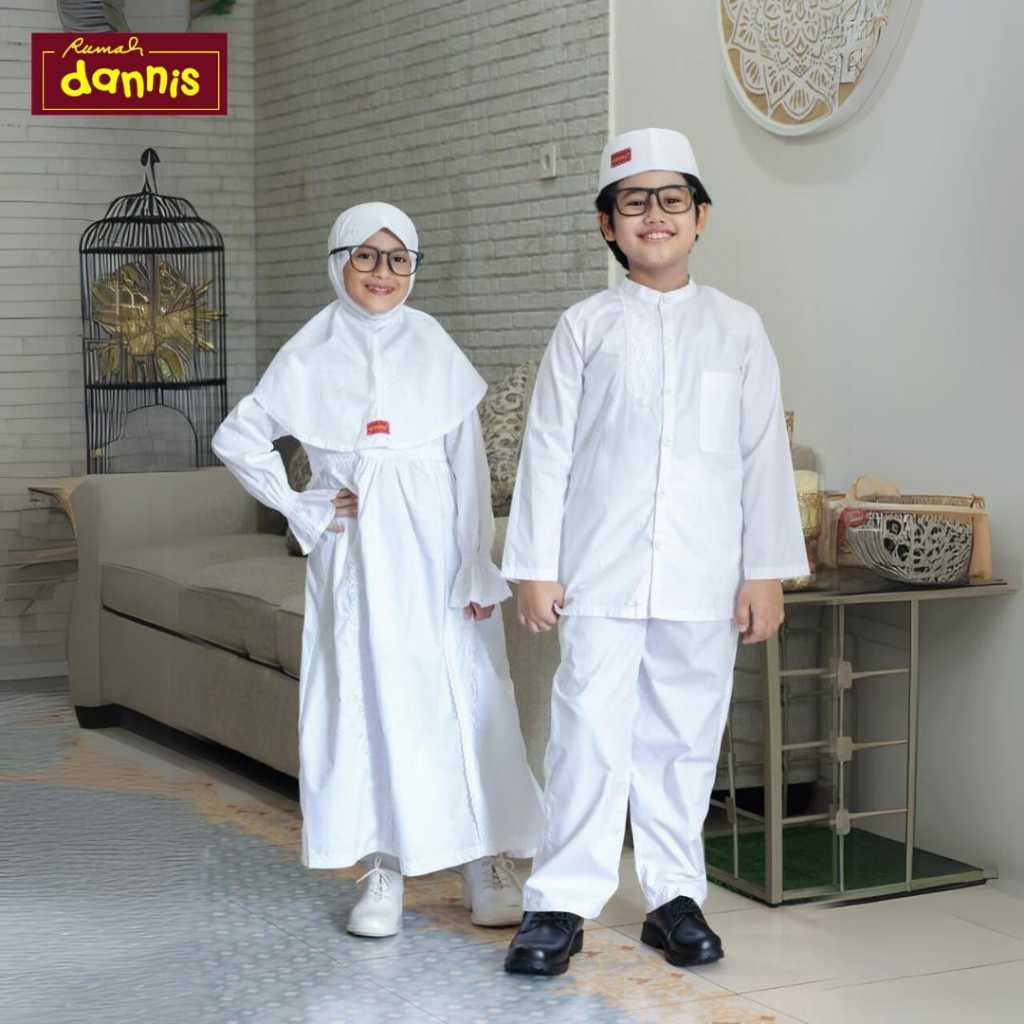 COUPLE DANNIS ANAK / IHROM DANNIS ANAK / SETELAN PUTIH DANNIS ANAK / GAMIS PUTIH DANNIS ANAK