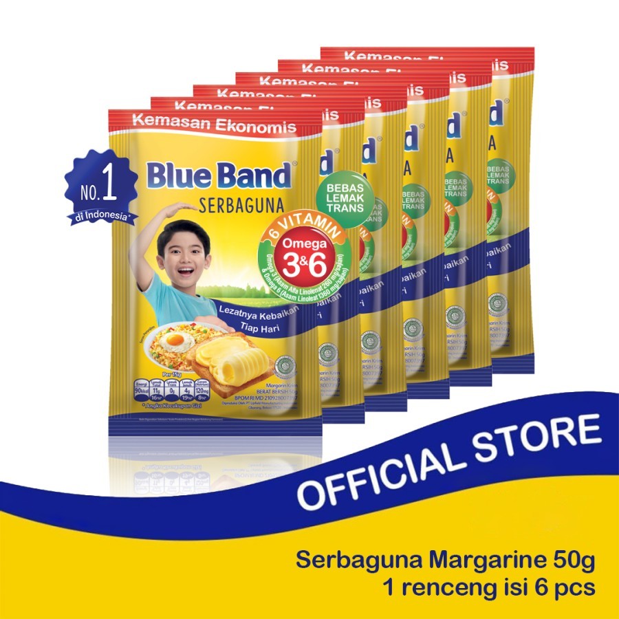 

BLUEBAND SERBAGUNA SACHET 50GR/ BLUE BAND SERBAGUNA kemasan ekonomis 50GR