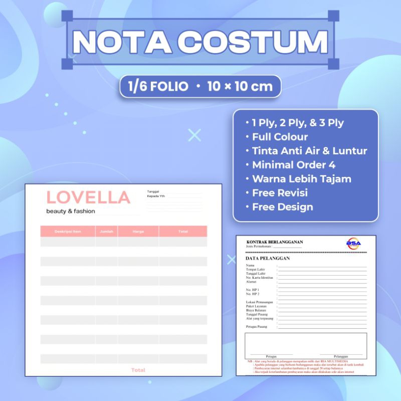 

Cetak Nota Custom Folio Ukuran 1/6 Free Desain
