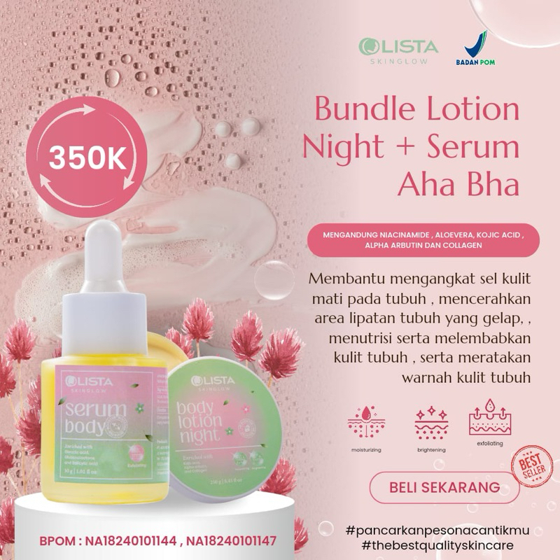 Bundle lotion night dan body serum AHA BHA