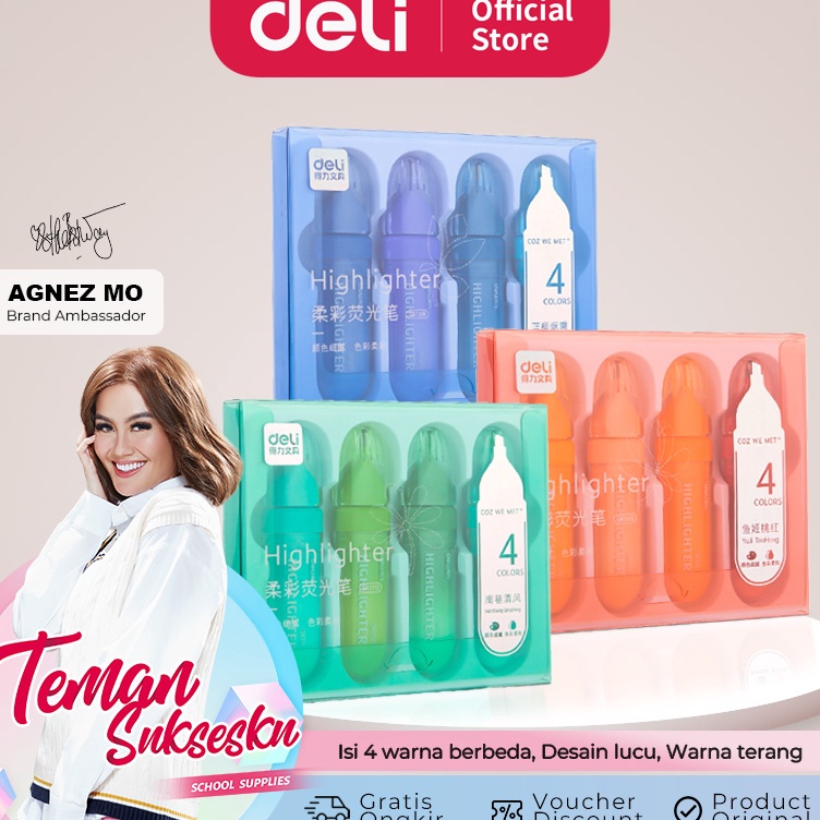 

KODE Y8G6 Deli Penanda Highlighter isi 4 Shade Warna Terang SK1XX