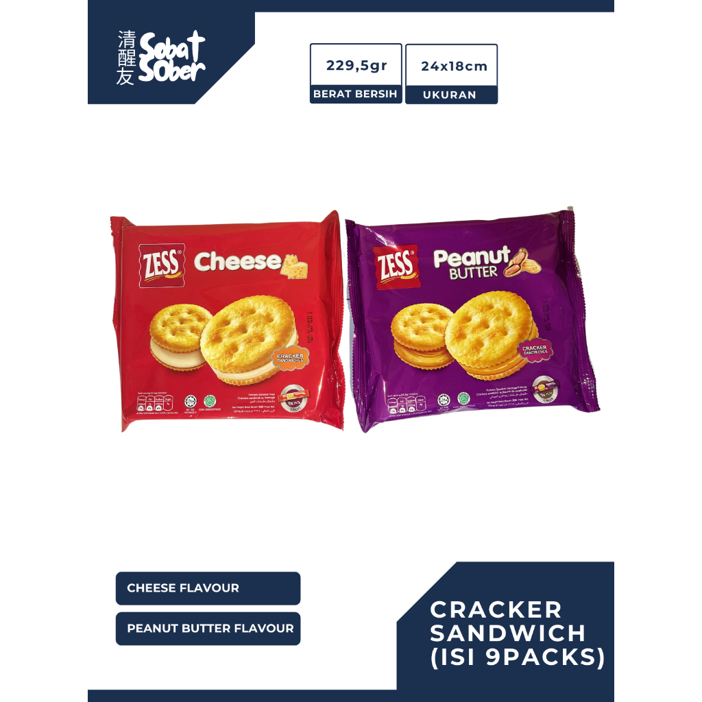 

ZESS Cracker Sandwich Rasa Peanut Butter Mentega Kacang / Cheese Keju (ISI 9 PACKS)